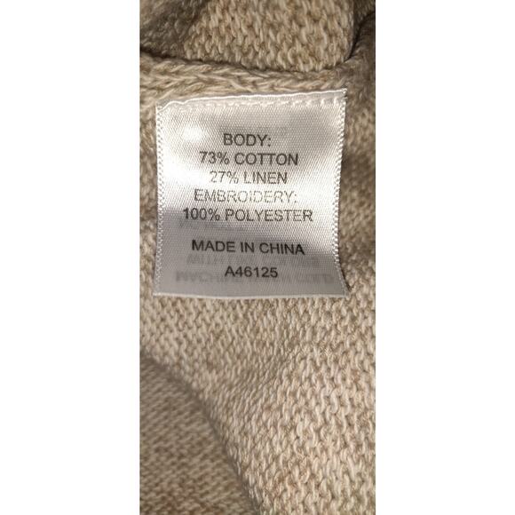 Appleseeds Sweater Linen Blend Oatmeal Beige Limited Edition Embroidery Sz XL - Picture 15 of 16